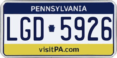 PA license plate LGD5926