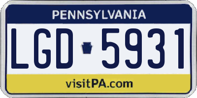 PA license plate LGD5931