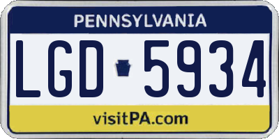 PA license plate LGD5934