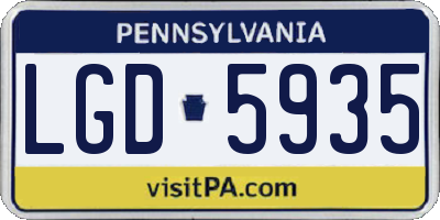 PA license plate LGD5935