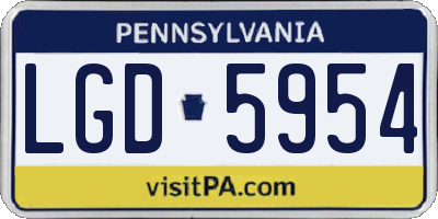 PA license plate LGD5954