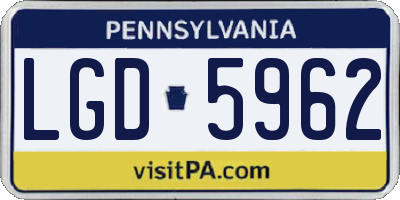 PA license plate LGD5962