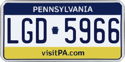 PA license plate LGD5966