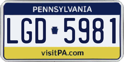 PA license plate LGD5981