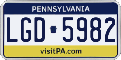 PA license plate LGD5982