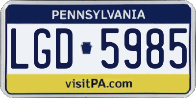 PA license plate LGD5985