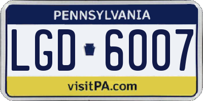 PA license plate LGD6007