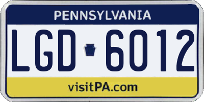 PA license plate LGD6012