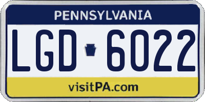 PA license plate LGD6022