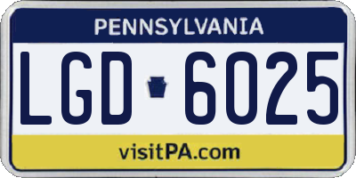 PA license plate LGD6025