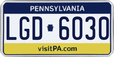 PA license plate LGD6030