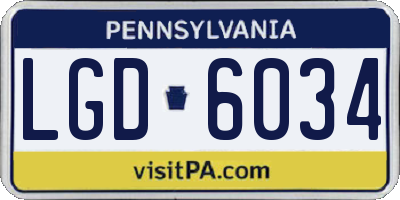 PA license plate LGD6034