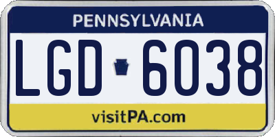 PA license plate LGD6038