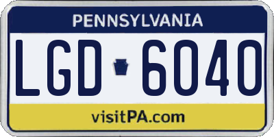 PA license plate LGD6040