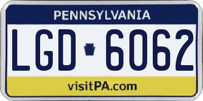 PA license plate LGD6062