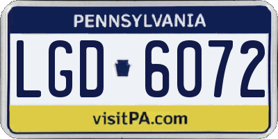 PA license plate LGD6072