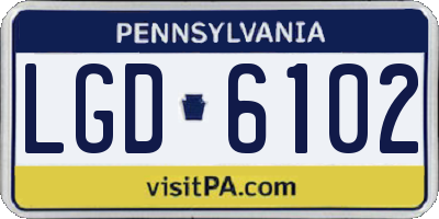 PA license plate LGD6102