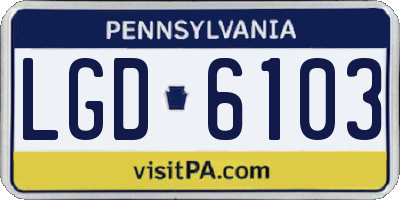 PA license plate LGD6103