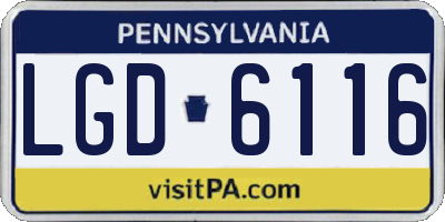 PA license plate LGD6116