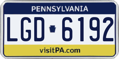 PA license plate LGD6192