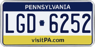 PA license plate LGD6252