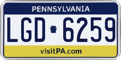 PA license plate LGD6259