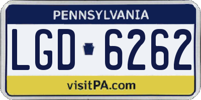 PA license plate LGD6262