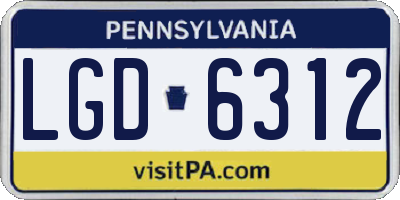 PA license plate LGD6312