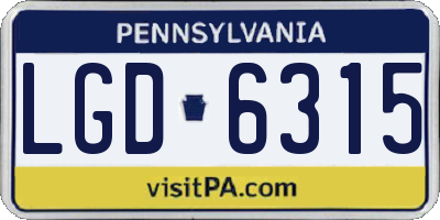 PA license plate LGD6315