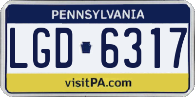 PA license plate LGD6317