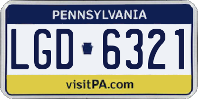 PA license plate LGD6321