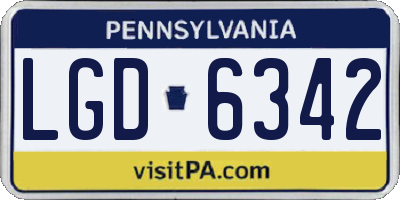 PA license plate LGD6342