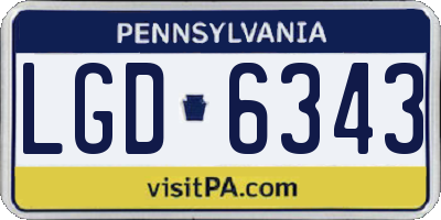PA license plate LGD6343