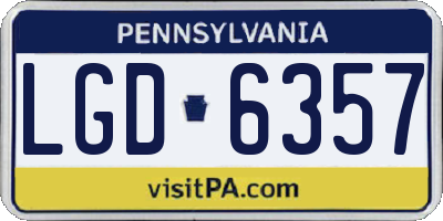 PA license plate LGD6357