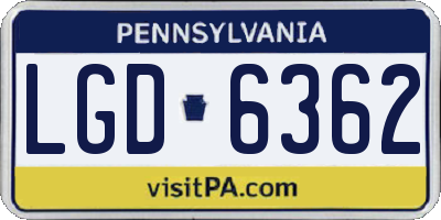 PA license plate LGD6362
