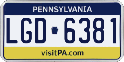 PA license plate LGD6381