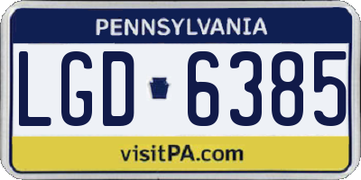 PA license plate LGD6385