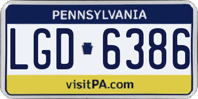 PA license plate LGD6386