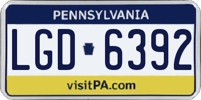 PA license plate LGD6392