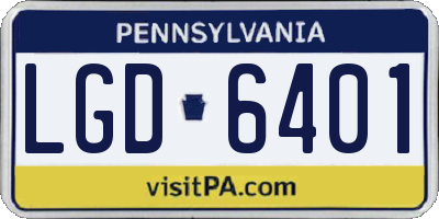 PA license plate LGD6401