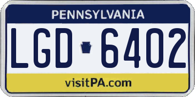 PA license plate LGD6402