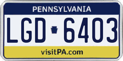 PA license plate LGD6403