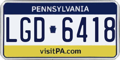 PA license plate LGD6418