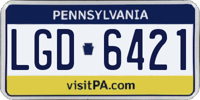 PA license plate LGD6421