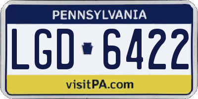 PA license plate LGD6422