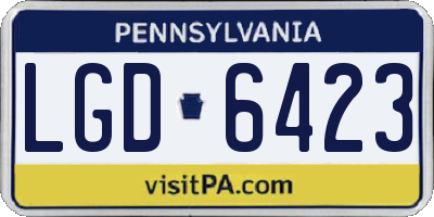 PA license plate LGD6423