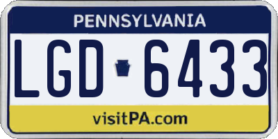 PA license plate LGD6433