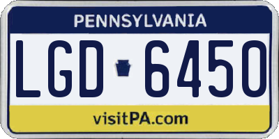 PA license plate LGD6450