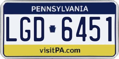 PA license plate LGD6451