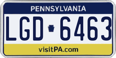 PA license plate LGD6463